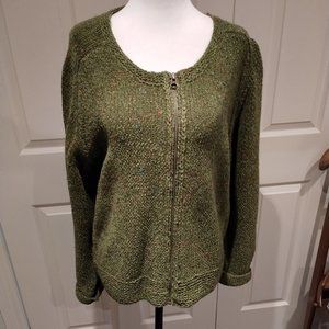 Beautiful Green Susan Bristol Cardigan with Zipper LARGE